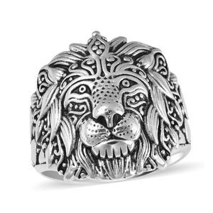Lion Head Men's Ring in Stainless Steel Size 12